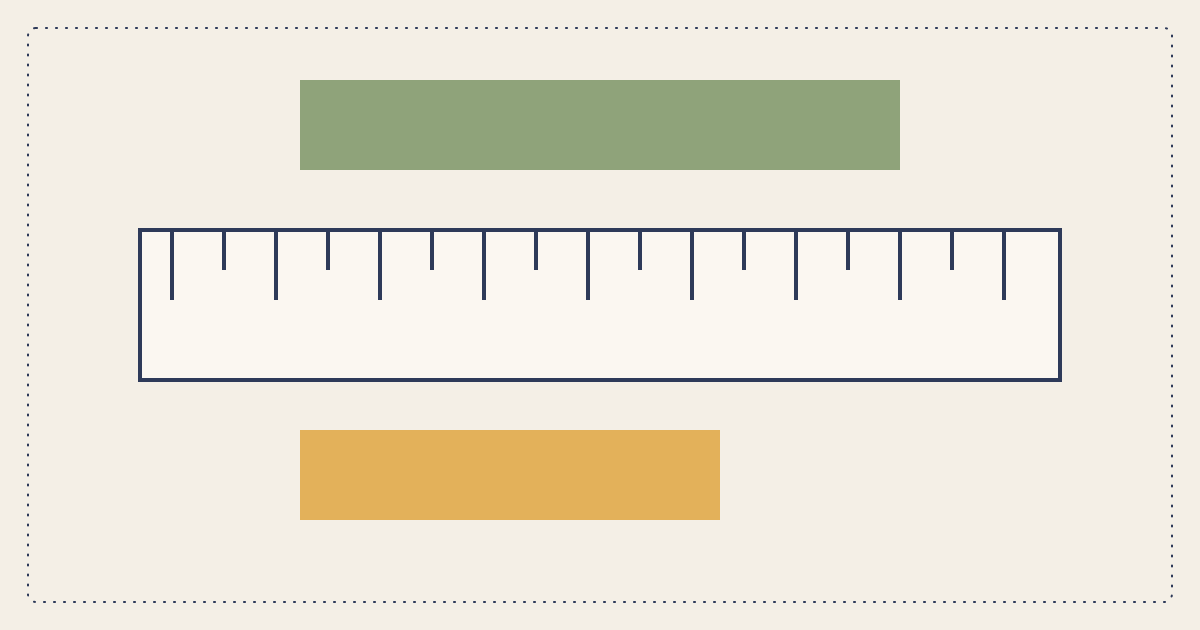 A quilting ruler marked in eighths of a yard beside a folded length of fabric