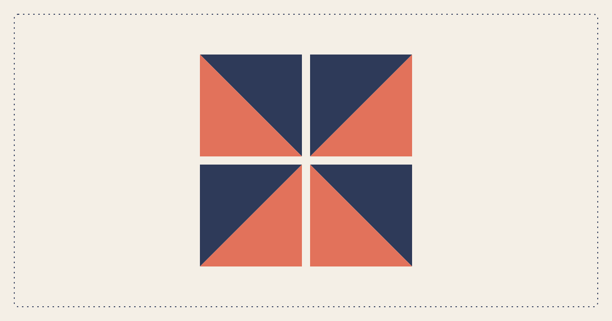 Half-square triangle units sewn from two contrasting fabrics