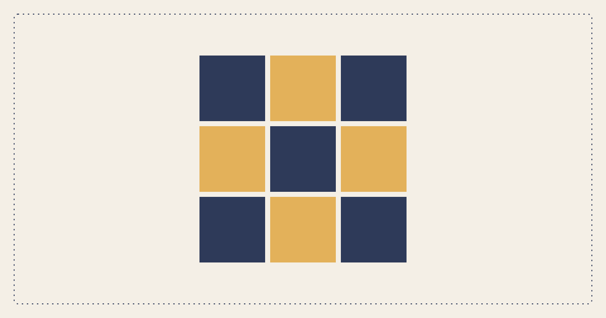 A nine patch quilt block with five dark squares and four light squares