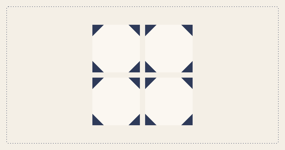 Snowball quilt blocks with small triangles replacing the corners