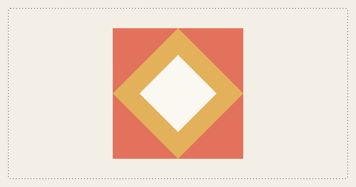 A square-in-a-square quilt block whose four corner seams meet in the center