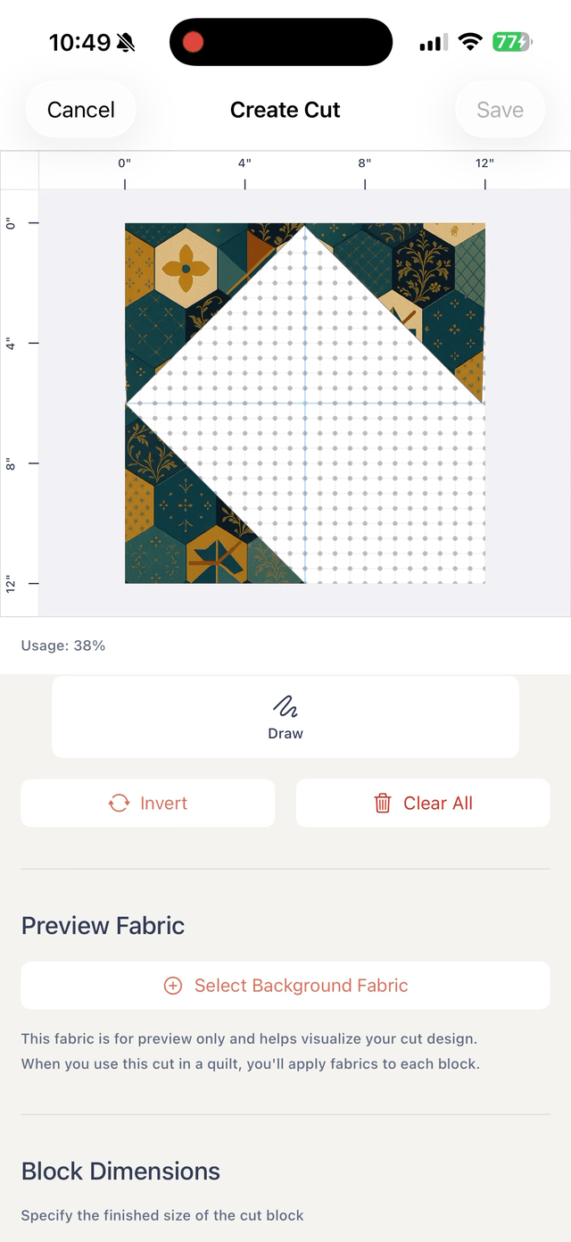 Tutorial showing how to create custom quilt block patterns with the cut designer tool