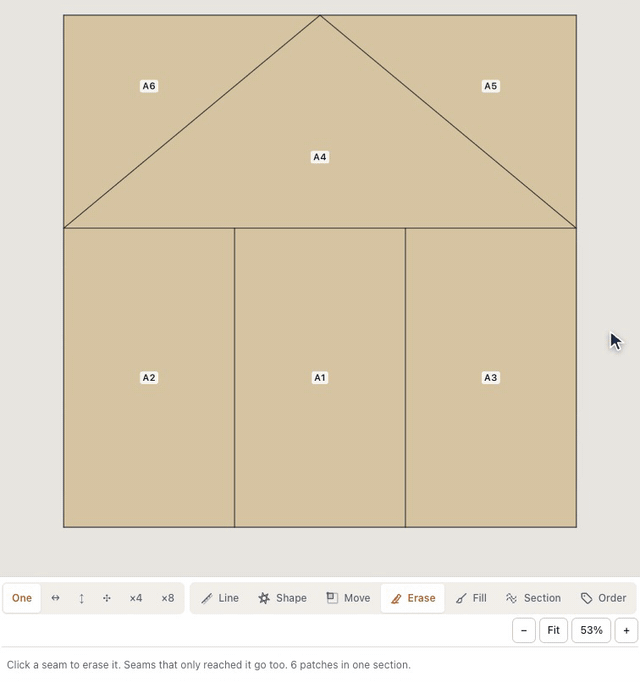 Draw seams on a paper piecing panel | Quiltler Help
